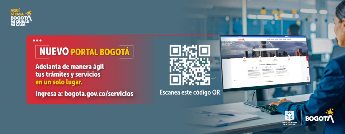 Banner nuevo portal de pagos, trámites y servicios de Bogotá