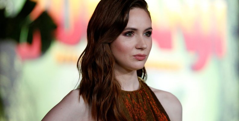 Cast member Gillan poses at the premiere for "Jumanji: Welcome to the Jungle" in Los Angeles