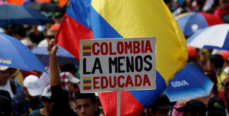 Colombian teachers and unions protest, demanding better salaries and working conditions, in Bogota Colombian teachers and unions protest, demanding better salaries and working conditions, in Bogota