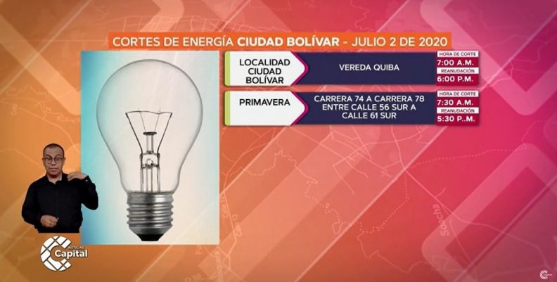Cortes de energía para el 2 de julio Cortes de energía para el 2 de julio