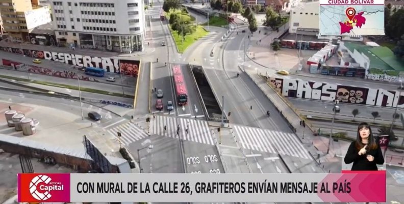 Artistas le enviaron un mensaje al país con mural en la Calle 26 Artistas le enviaron un mensaje al país con mural en la Calle 26