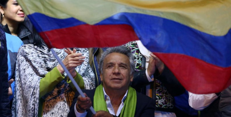 Ecuadorean presidential candidate Lenin Moreno waits for the results of the national election in a hotel in Quito Ecuadorean presidential candidate Lenin Moreno waits for the results of the national election in a hotel in Quito