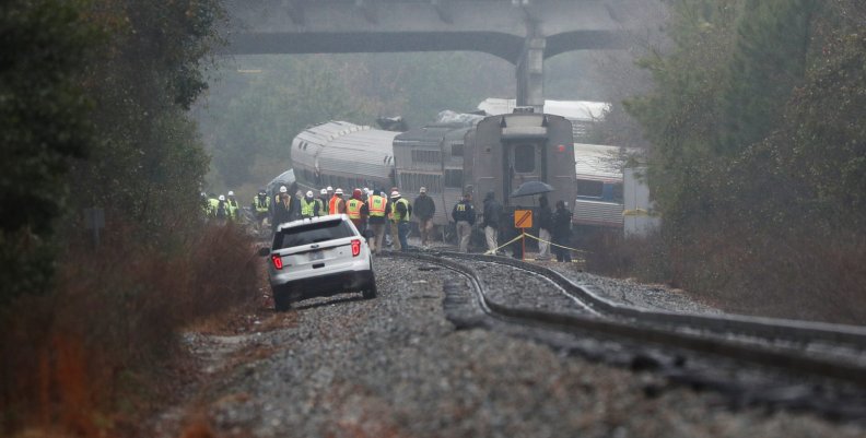 Emergency responders are at the scene after an Amtrak passenger train collided with a freight train and derailed in Cayce, South Carolina Emergency responders are at the scene after an Amtrak passenger train collided with a freight train and derailed in Cayce, South Carolina