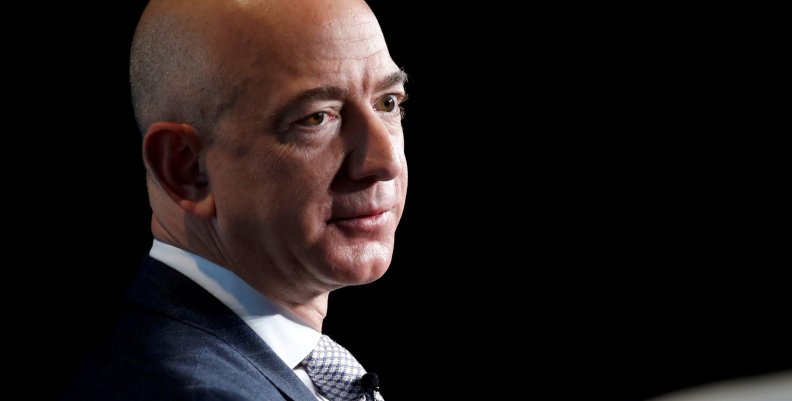 FILE PHOTO - Jeff Bezos speaks about the future plans of Blue Origin in Washington FILE PHOTO - Jeff Bezos speaks about the future plans of Blue Origin in Washington