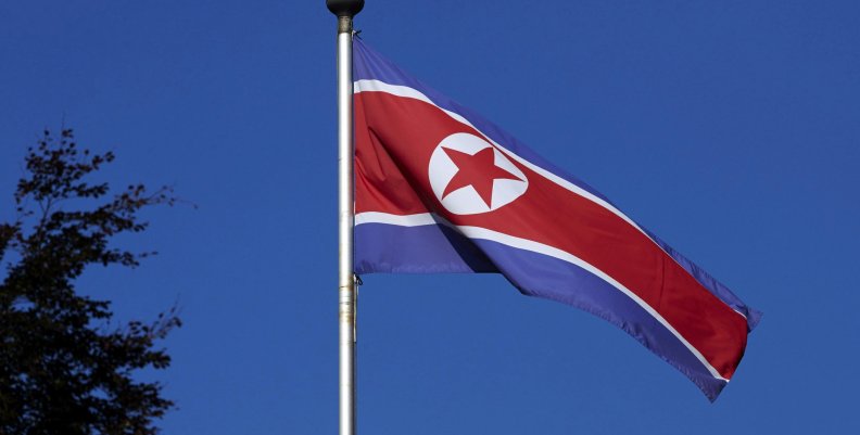 FILE PHOTO - North Korean flag flies on a mast at the Permanent Mission of North Korea in Geneva FILE PHOTO - North Korean flag flies on a mast at the Permanent Mission of North Korea in Geneva