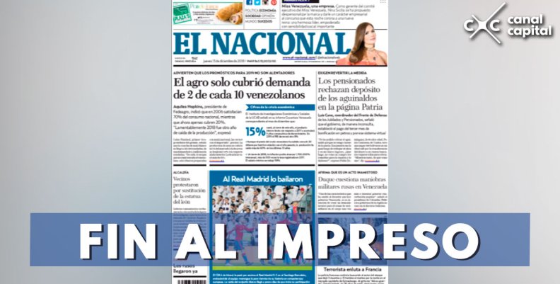 Versión impresa del periódico El Nacional de Venezuela dejará de circular por falta de papel Versión impresa del periódico El Nacional de Venezuela dejará de circular por falta de papel