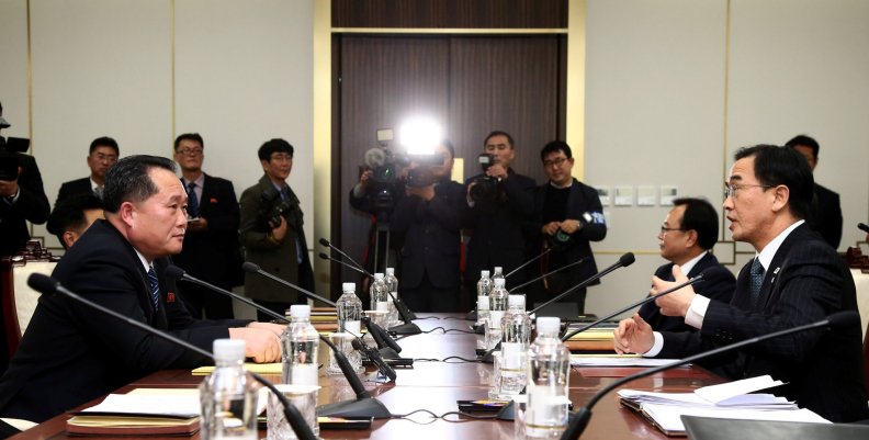 Head of the North Korean delegation, Ri Son Gwon talks with South Korean counterpart Cho Myoung-gyon during their meeting at the truce village of Panmunjom Head of the North Korean delegation, Ri Son Gwon talks with South Korean counterpart Cho Myoung-gyon during their meeting at the truce village of Panmunjom