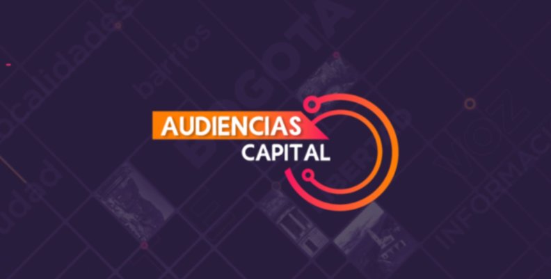 Audiencias Capital, indagando en El Lunes de Mesa Capital Letrero púrpura que dice: Audiencias Capital