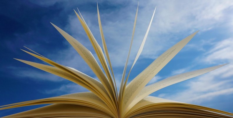 FILBO Un libro abierto con un fondo de cielo