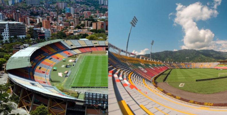 Nacional Vista panorámica de dos estadios