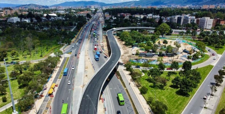 Avenida 68 Vista panorámica de una carretera en remodelación