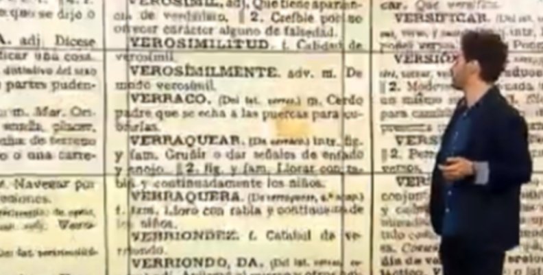¿Sabes qué significa la palabra 'berraco/a'? Hombre mirando diccionario
