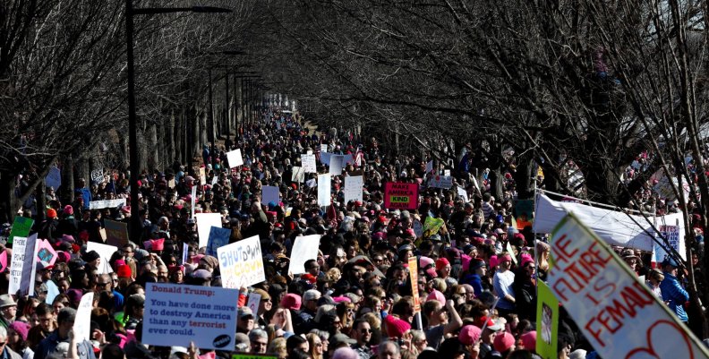 People participate in the second annual Women's March in Washington People participate in the second annual Women's March in Washington