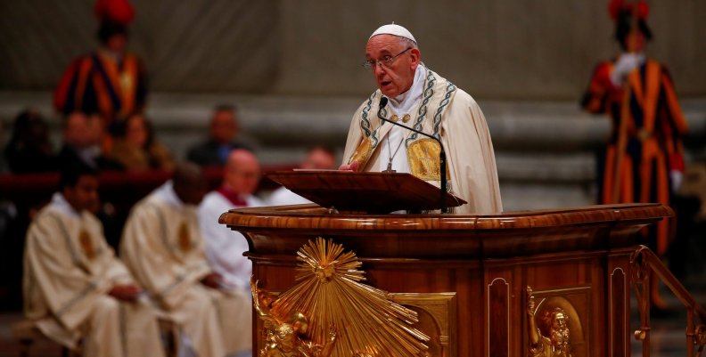 Pope Francis leads the First Vespers and Te Deum prayer in Saint Peter's Basilica at the Vatican Pope Francis leads the First Vespers and Te Deum prayer in Saint Peter's Basilica at the Vatican