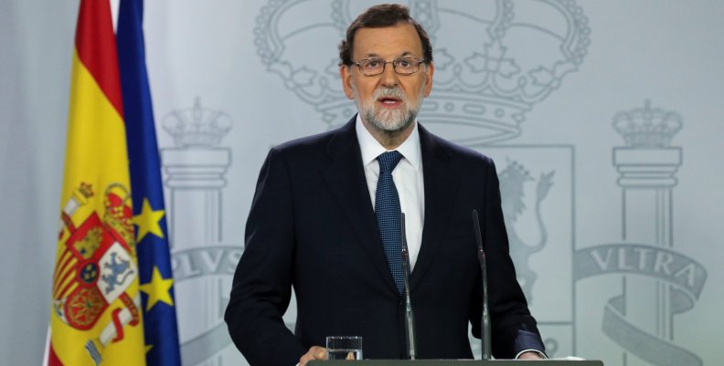 Spanish Prime Minister Mariano Rajoy delivers a statement at the Moncloa Palace in Madrid Spanish Prime Minister Mariano Rajoy delivers a statement at the Moncloa Palace in Madrid