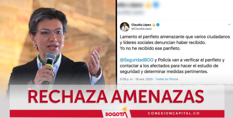 Claudia López rechaza amenazas de supuestas Águilas Negras Claudia López rechaza amenazas de supuestas Águilas Negras