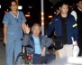 Former Peruvian President Alberto Fujimori accompanied by his son Kenji Fujimori leaves the Centenary hospital in Lima