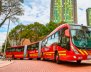 Bus de TransMilenio en la vías de Las Aguas