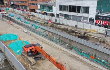 Imagen de las obras del Metro de Bogotá sobre la Avenida Caracas