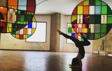 Mujer en un museo 