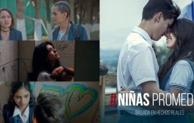 Afiche y pantallazos del programa Niñas Promedio