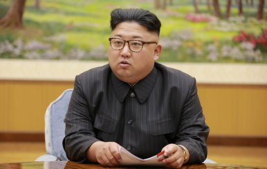 North Korean leader Kim Jong Un participates in a meeting with the Presidium of the Political Bureau of the Central Committee of the WorkersÕ Party of Korea