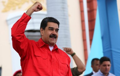 Venezuela's President Nicolas Maduro gestures during an event with students at Miraflores Palace in Caracas