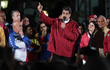 Venezuela's President Nicolas Maduro speaks during a meeting with supporters in Caracas